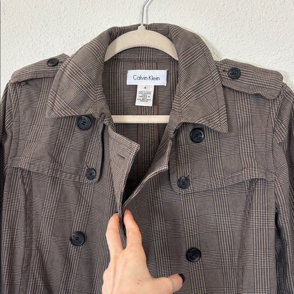 90s dogtooth Trench Coat‎ - Picture 7 of 11